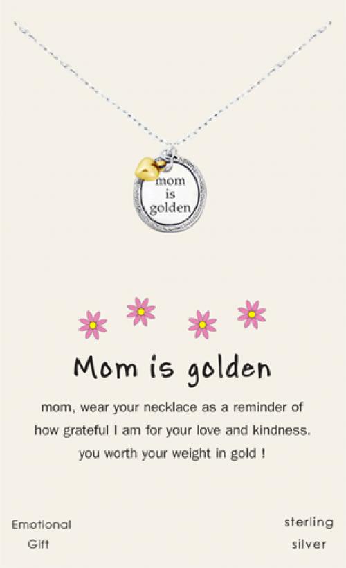 Mom is golden silver pendant